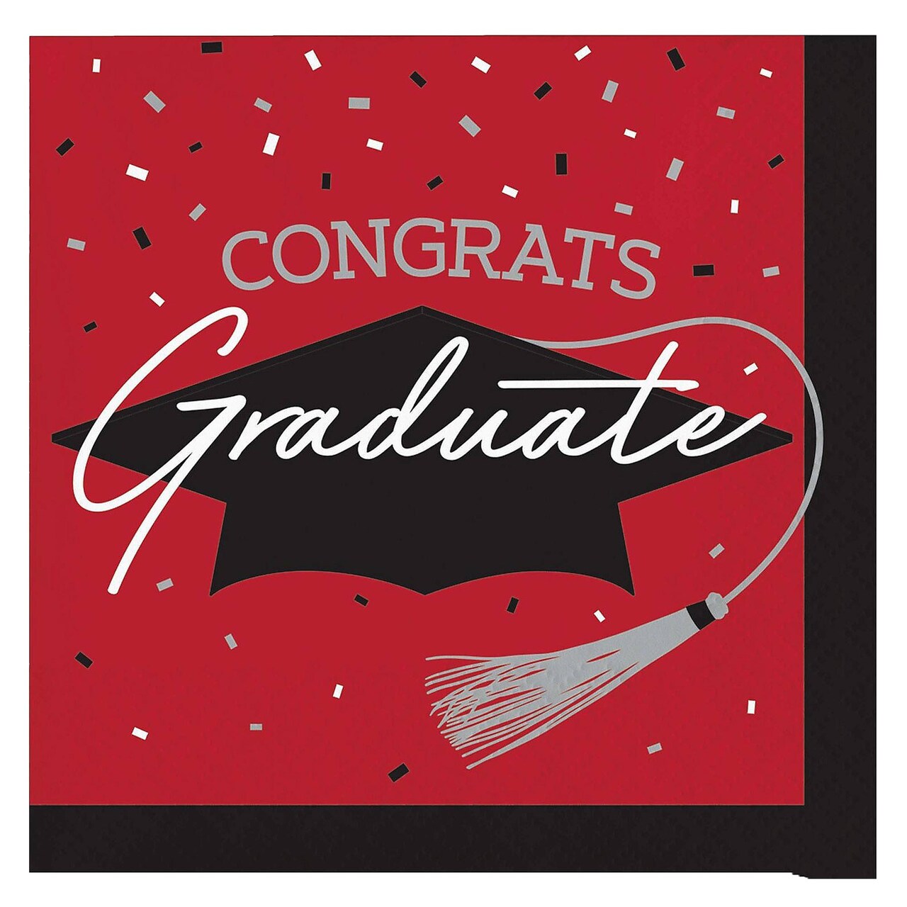 Creative Converting School Spirit Red Graduation Beverage Napkins 108 Count